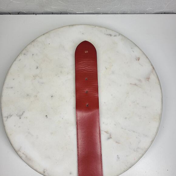 Paloma Picasso Red Leather Gold Chain Buckle Belt Made in Italy Vintage 31x2 - Picture 13 of 14